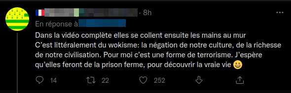 Tweet qui évoque le 'wokisme' extrême des activistes à la sauce tomate
