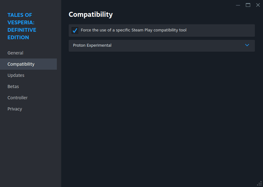Options de compatibilité du jeu avec la case cochée pour forcer un outil de compatibilité