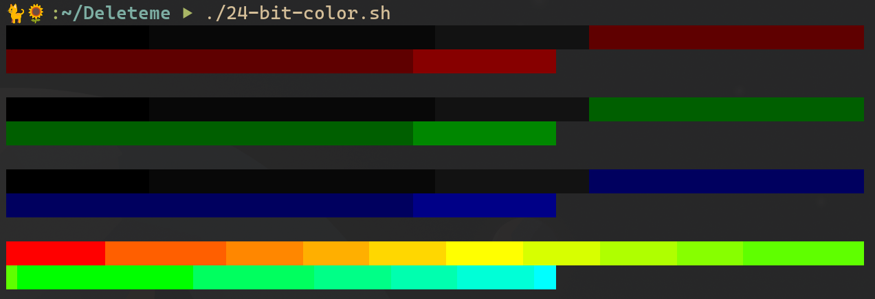 les couleurs produites par le script mentionné plus haut sont saccadées, on voit qu'il y en a moins
