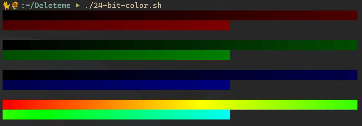 les couleurs produites par le script mentionné plus haut se suivent de très près, on voit qu'il y en beaucoup plus