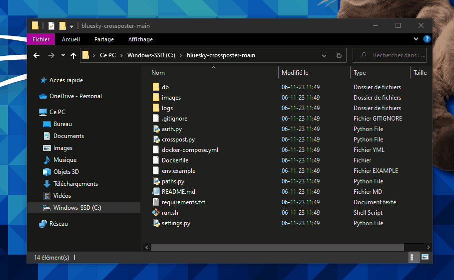 Animation qui ouvre Powershell dans le répertoire courant en tapant powershell dans la barre d'adresse de l'explorateur de fichiers de Windows