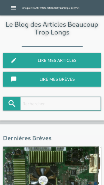 Capture d'écran de la version mobile du blog