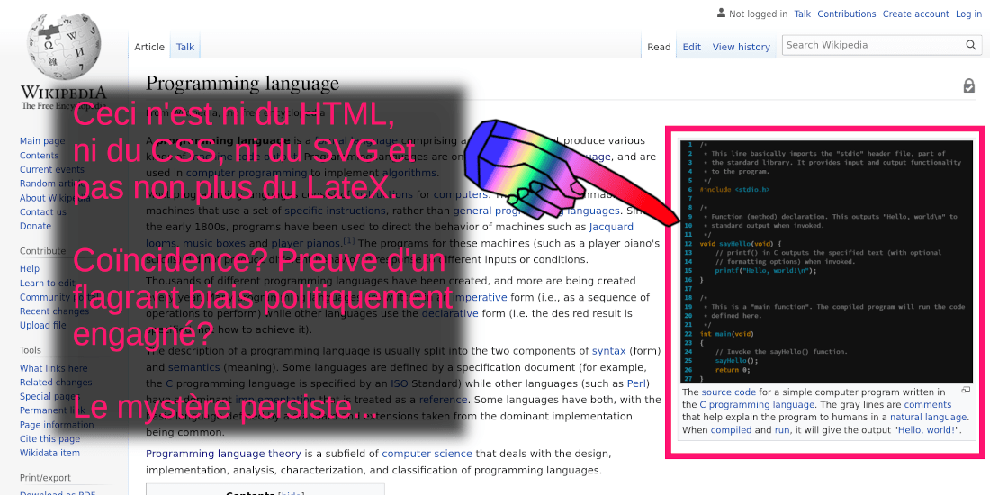 L'exemple de LP sur Wikipedia anglophone est du C