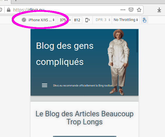 Choisir l'appareil à émuler dans les dev tools Firefox