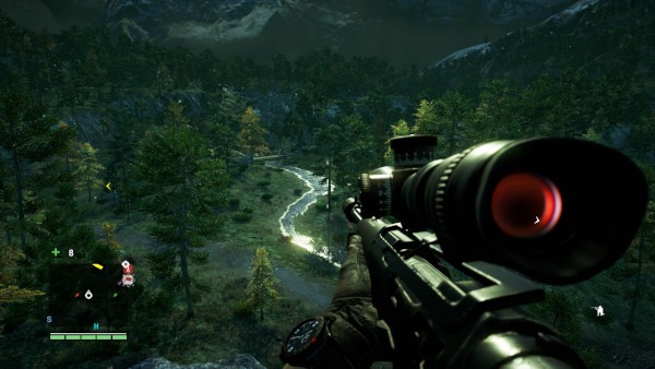 Capture d'écran d'un jeu montrant une énorme arme qui couvre une bonne partie de la droite de l'image