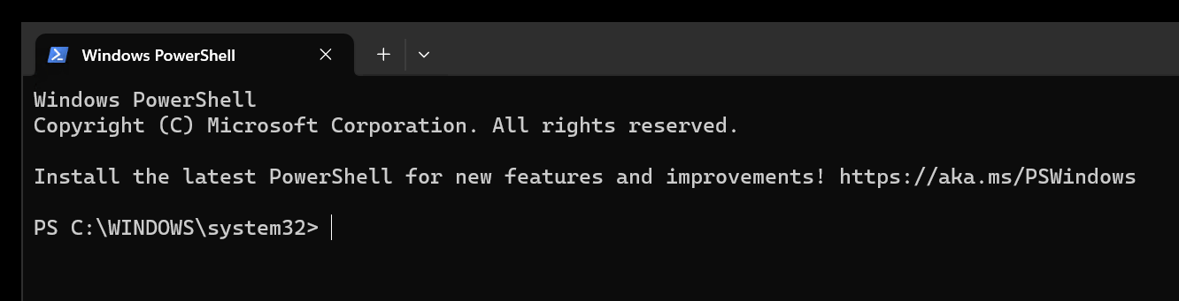 la bannière affichée quand on démarre PowerShell, suggérant d'installer le dernier PowerShell pour la meilleure expérience